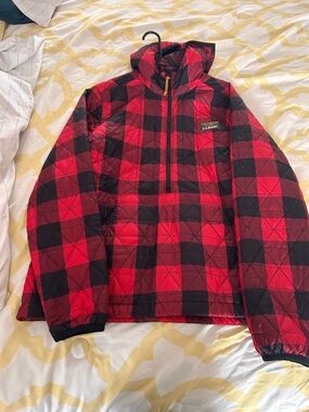 L.L.Bean Black Interior with Red & Black Plaid Trim Jacket